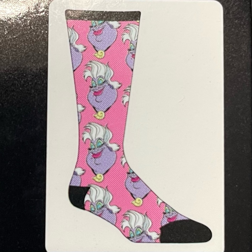 Disney Villains Ursula Pink and Black Crew Socks Size 9-13